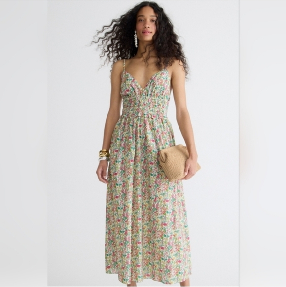 J. Crew Dresses & Skirts - J. Crew Liberty Of London Fabric Floral Smocked Midi Dress Size 8